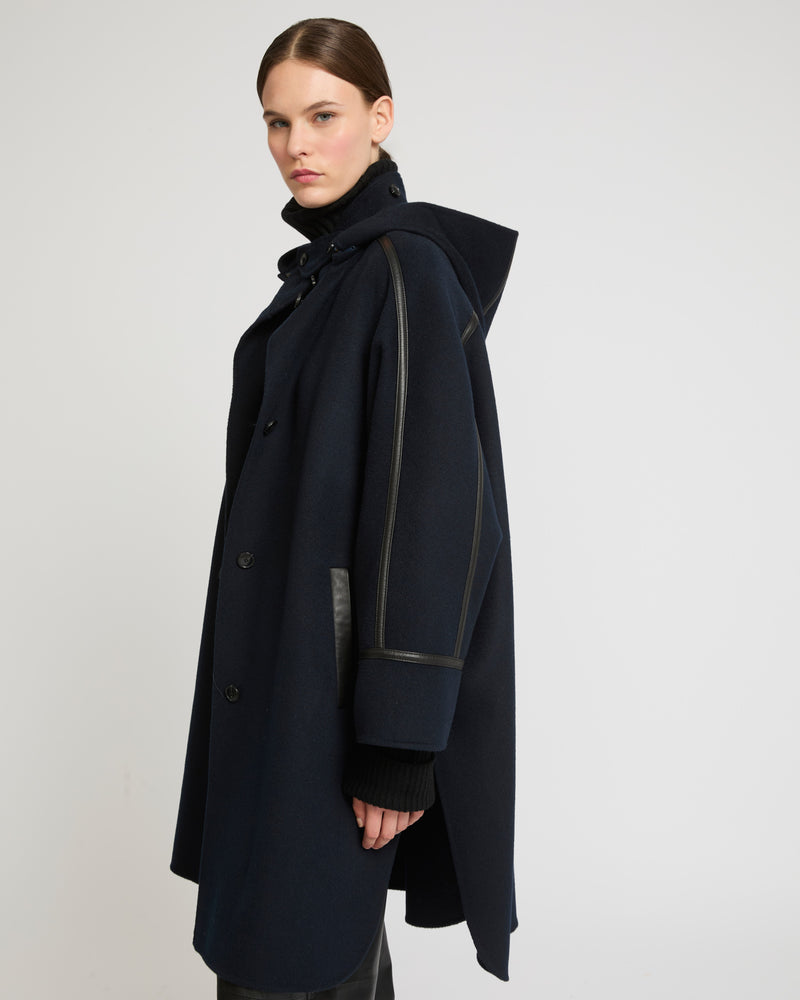 Cape à capuche en cachemire mélangé double-face-Yves Salomon - Soldes d'hiver - Winter Sale