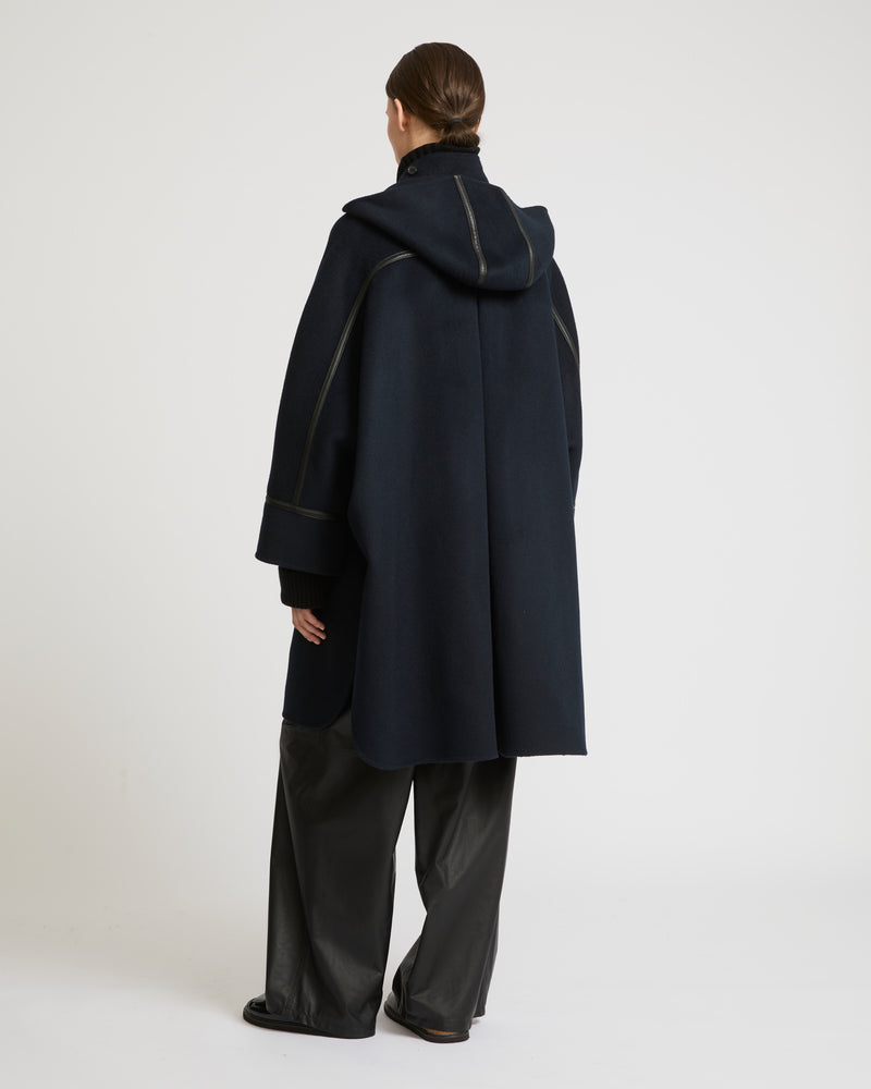 Cape à capuche en cachemire mélangé double-face-Yves Salomon - Soldes d'hiver - Winter Sale