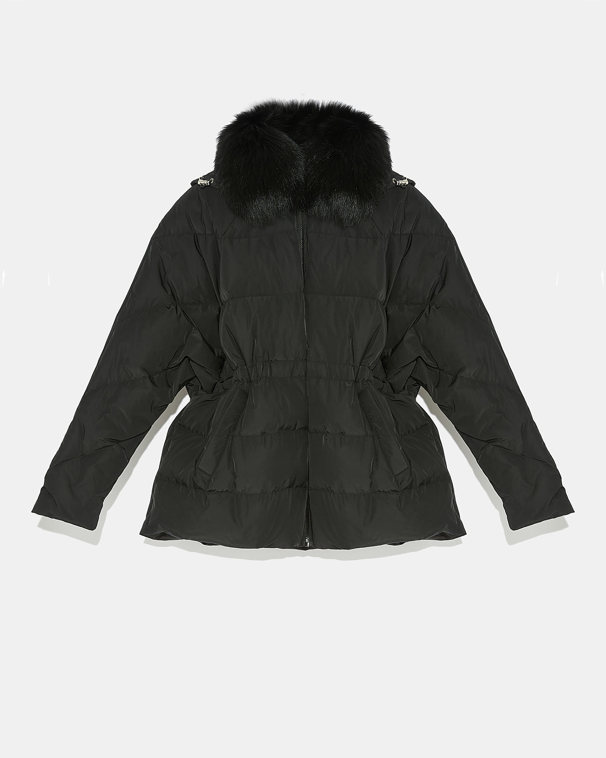down cape with fox fur collar - Black - Yves Salomon