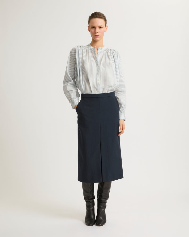 Chemise plissée en coton mélangé-Yves Salomon - Soldes d'hiver - Winter Sale