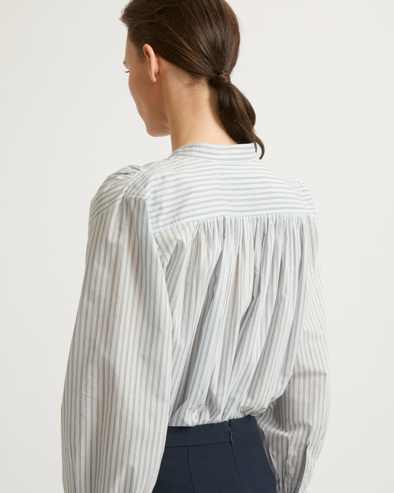 Chemise plissée en coton mélangé-Yves Salomon - Soldes d'hiver - Winter Sale