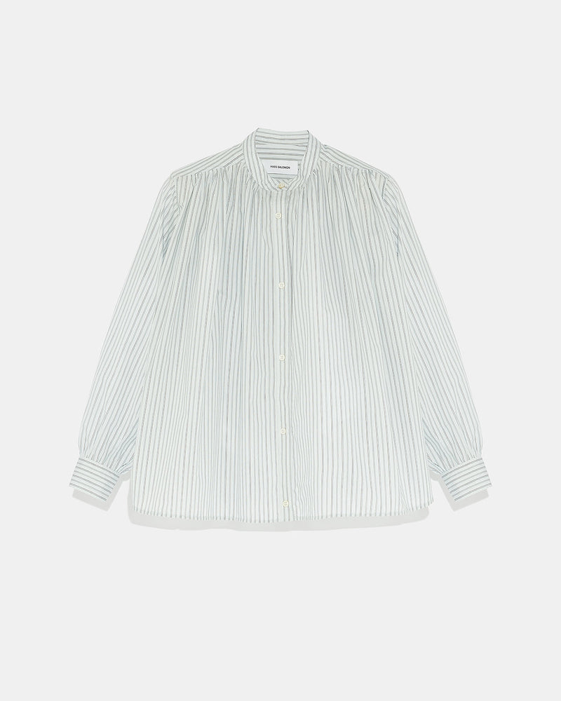 Chemise plissée en coton mélangé-Yves Salomon - Soldes d'hiver - Winter Sale