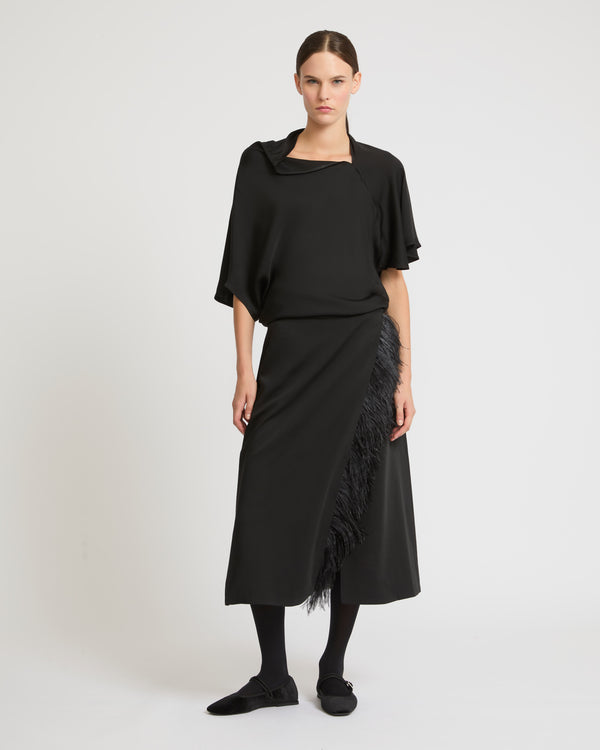Top asymétrique en tissu satin mat-Yves Salomon - Soldes d'hiver - Winter Sale