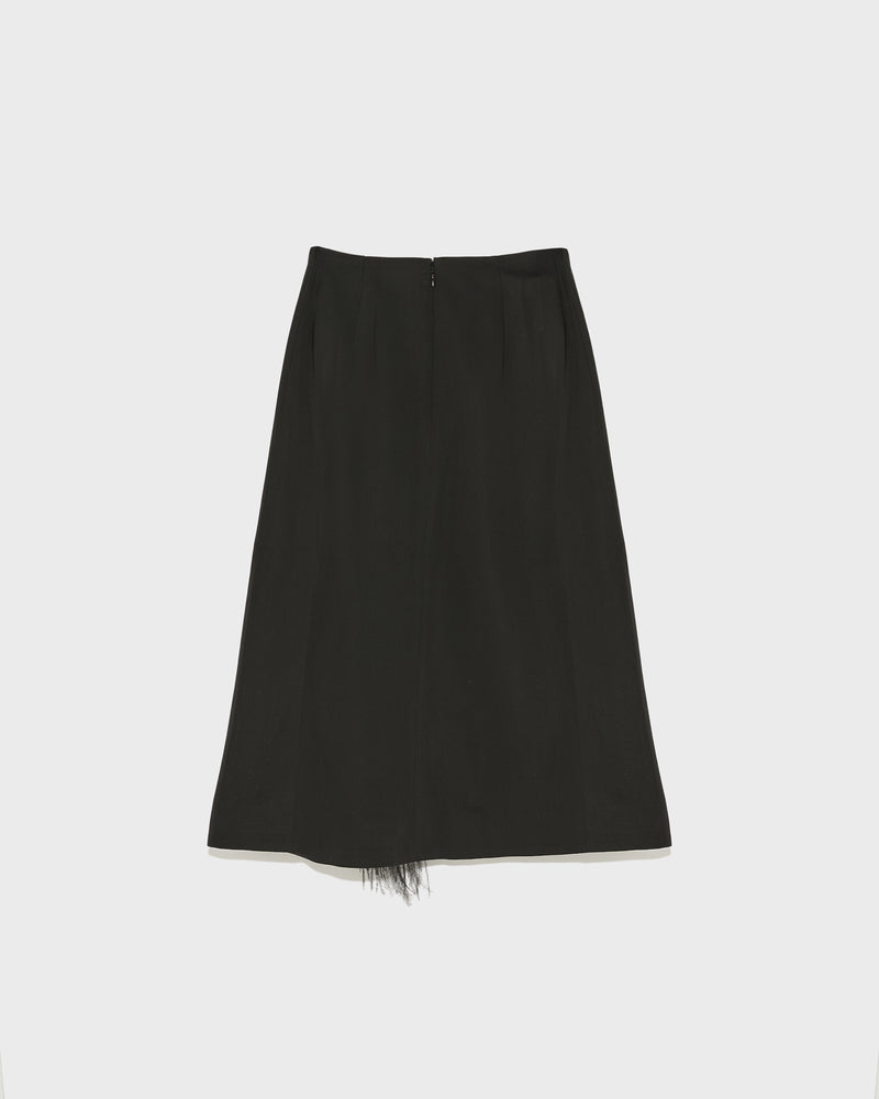 Jupe en satin de viscose et plumes-Yves Salomon - Soldes d'hiver - Winter Sale