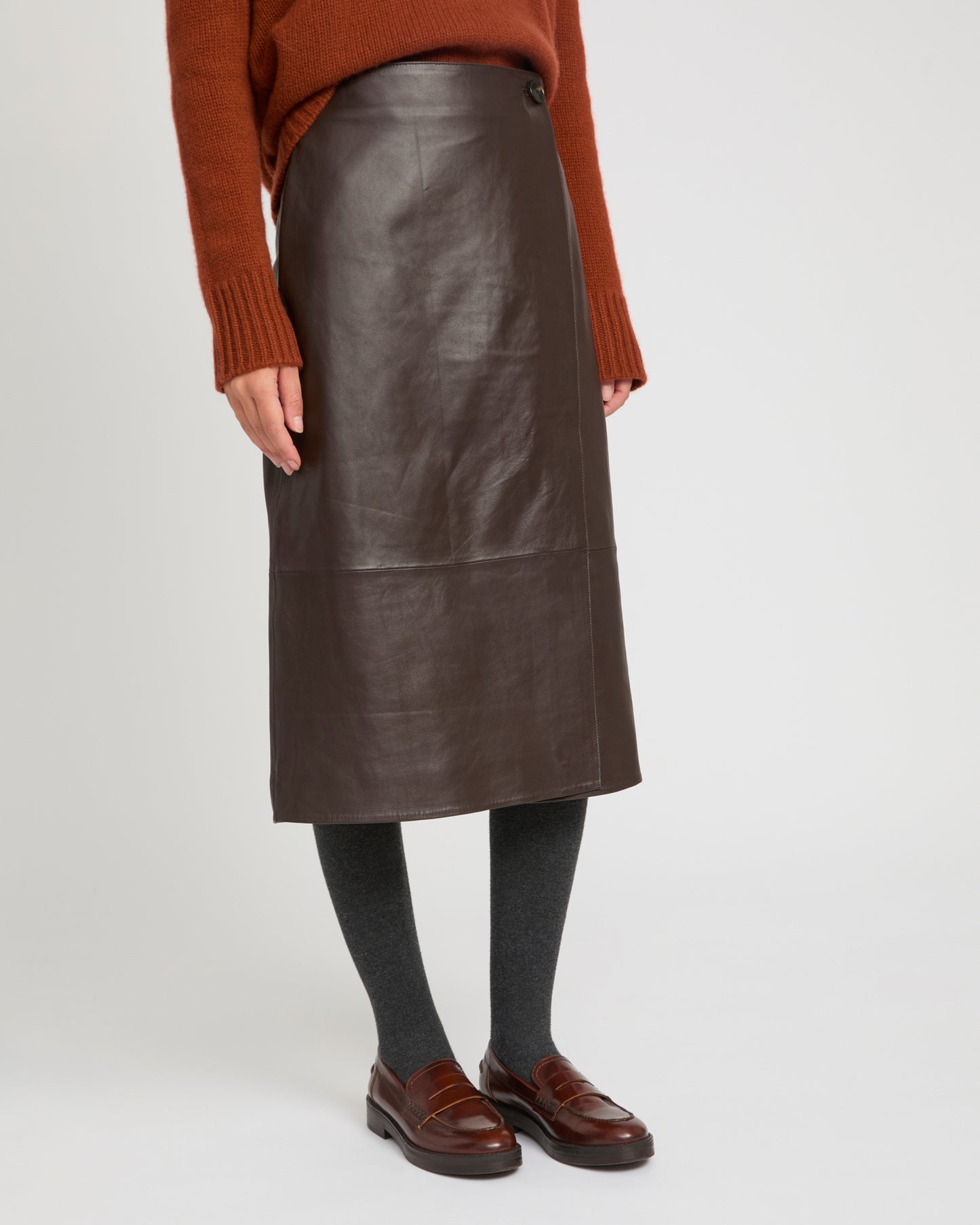 Lamb leather panel skirt