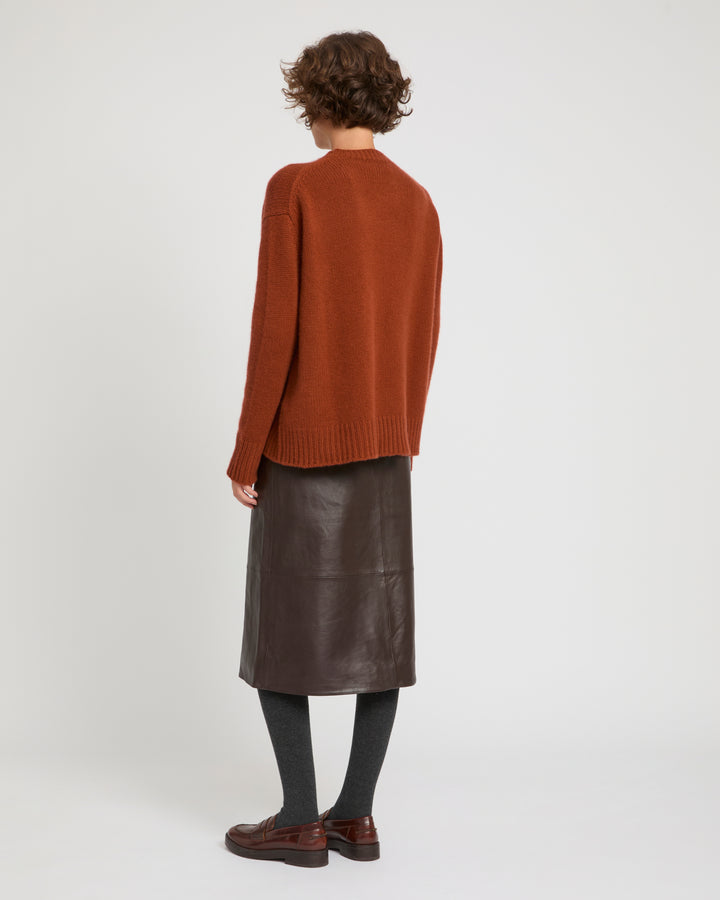 Lamb leather panel skirt