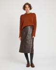 Lamb leather panel skirt