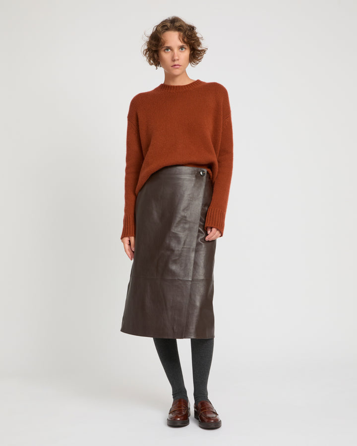 Lamb leather panel skirt
