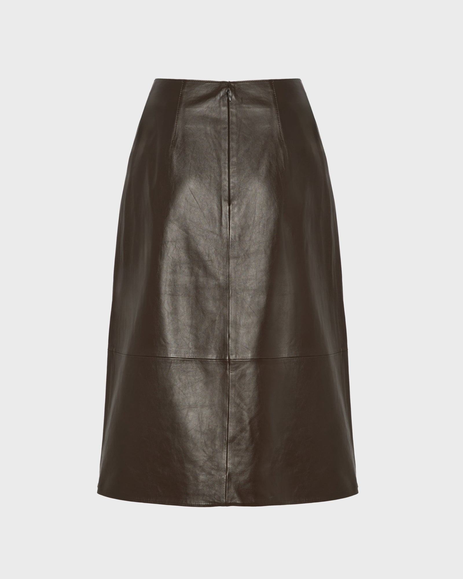 Winter sale -Lamb leather panel skirt-brown – Yves Salomon