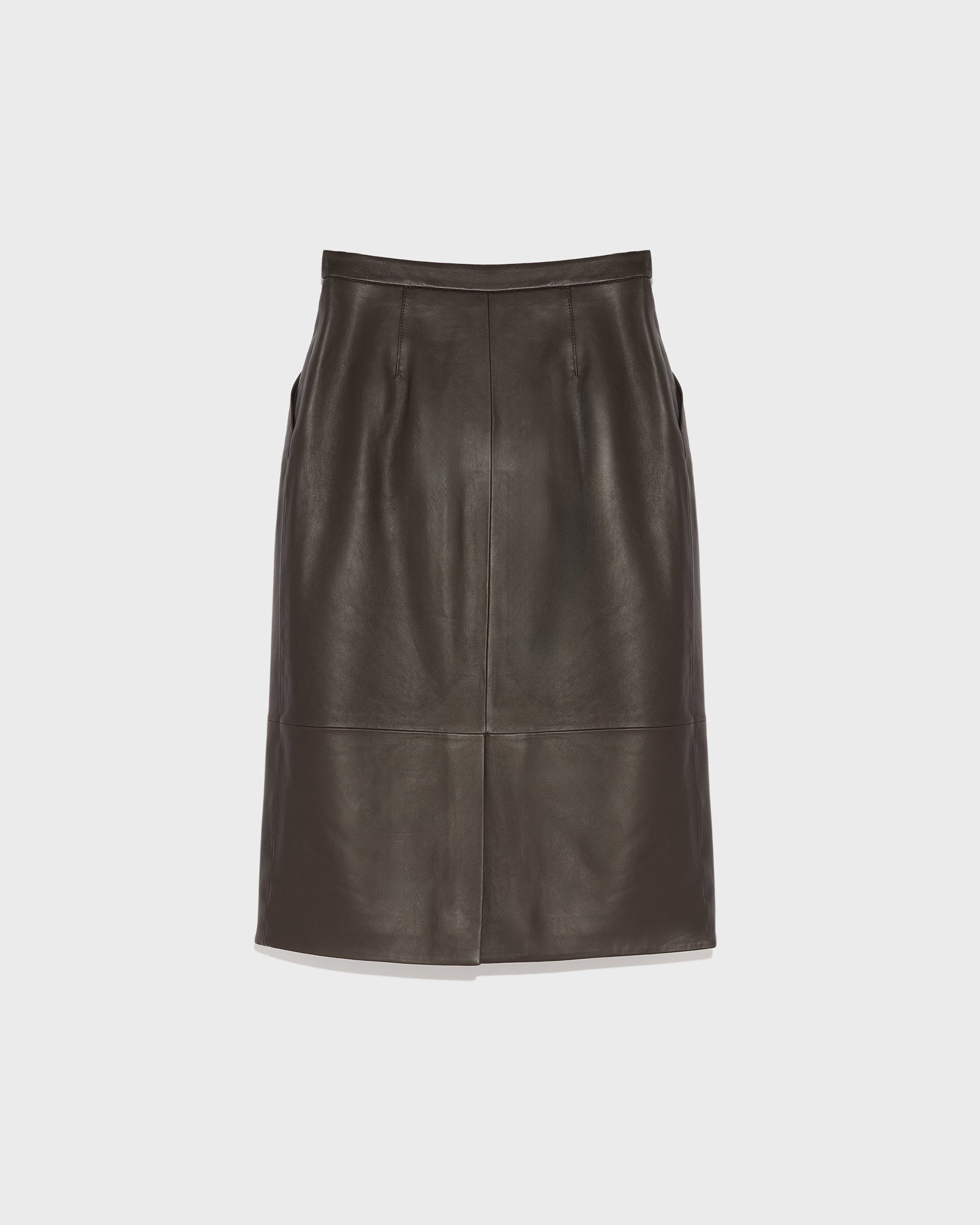 Lamb leather pencil skirt - brown - Private sale – Yves Salomon