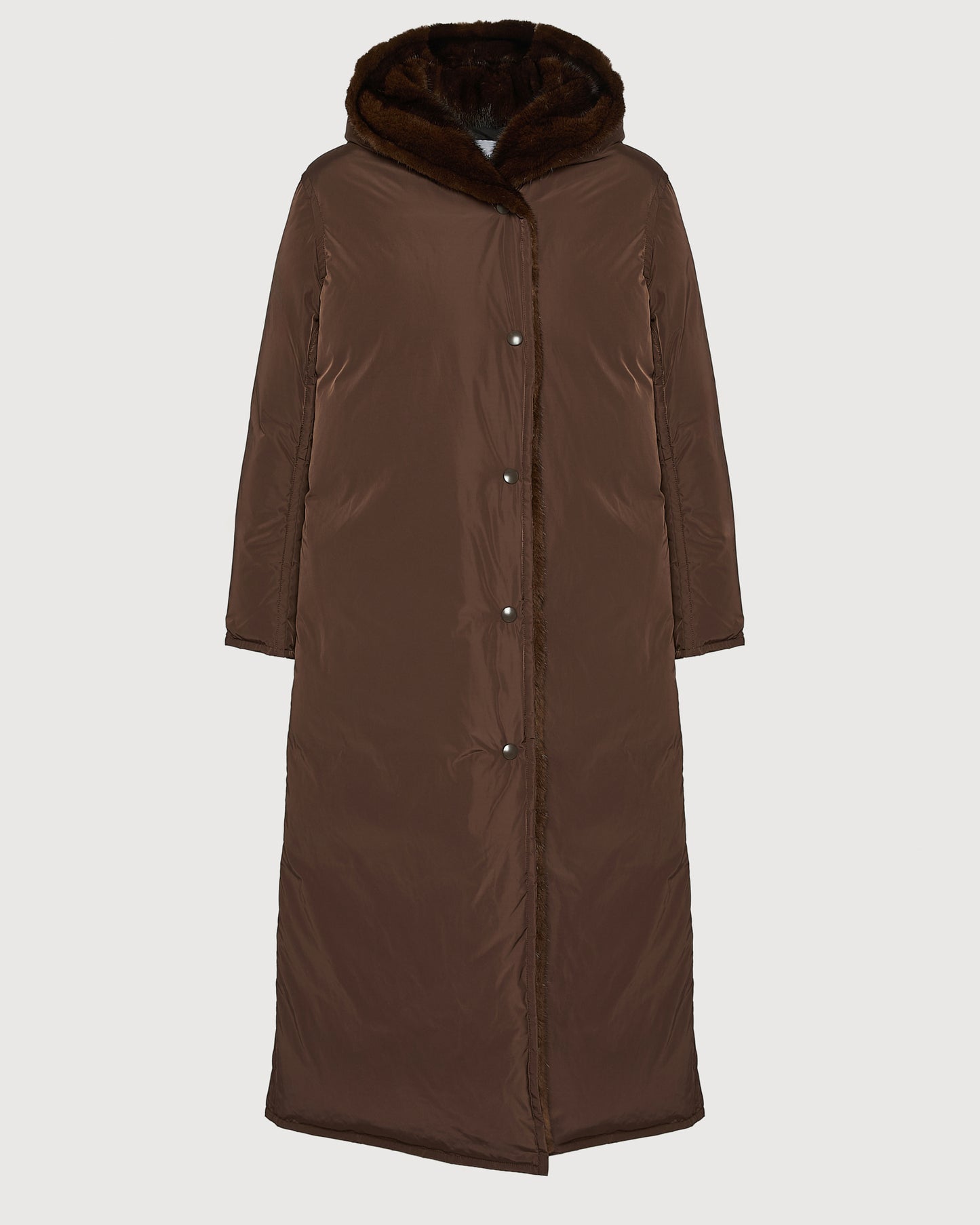 Manteau doudoune longue en tissu technique et fourrure de vison