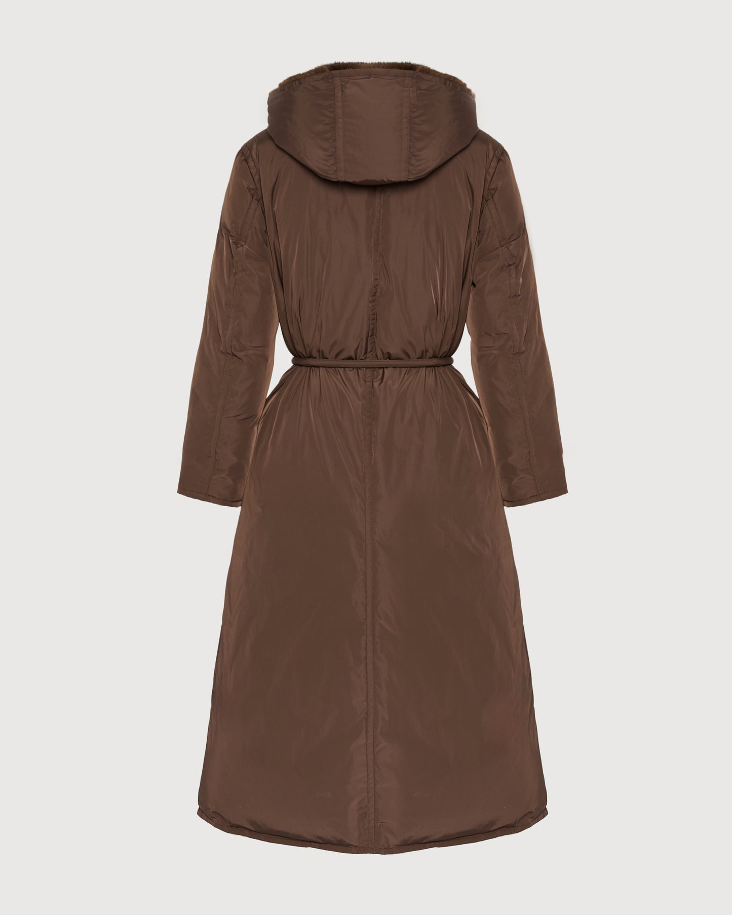 Manteau doudoune longue en tissu technique et fourrure de vison