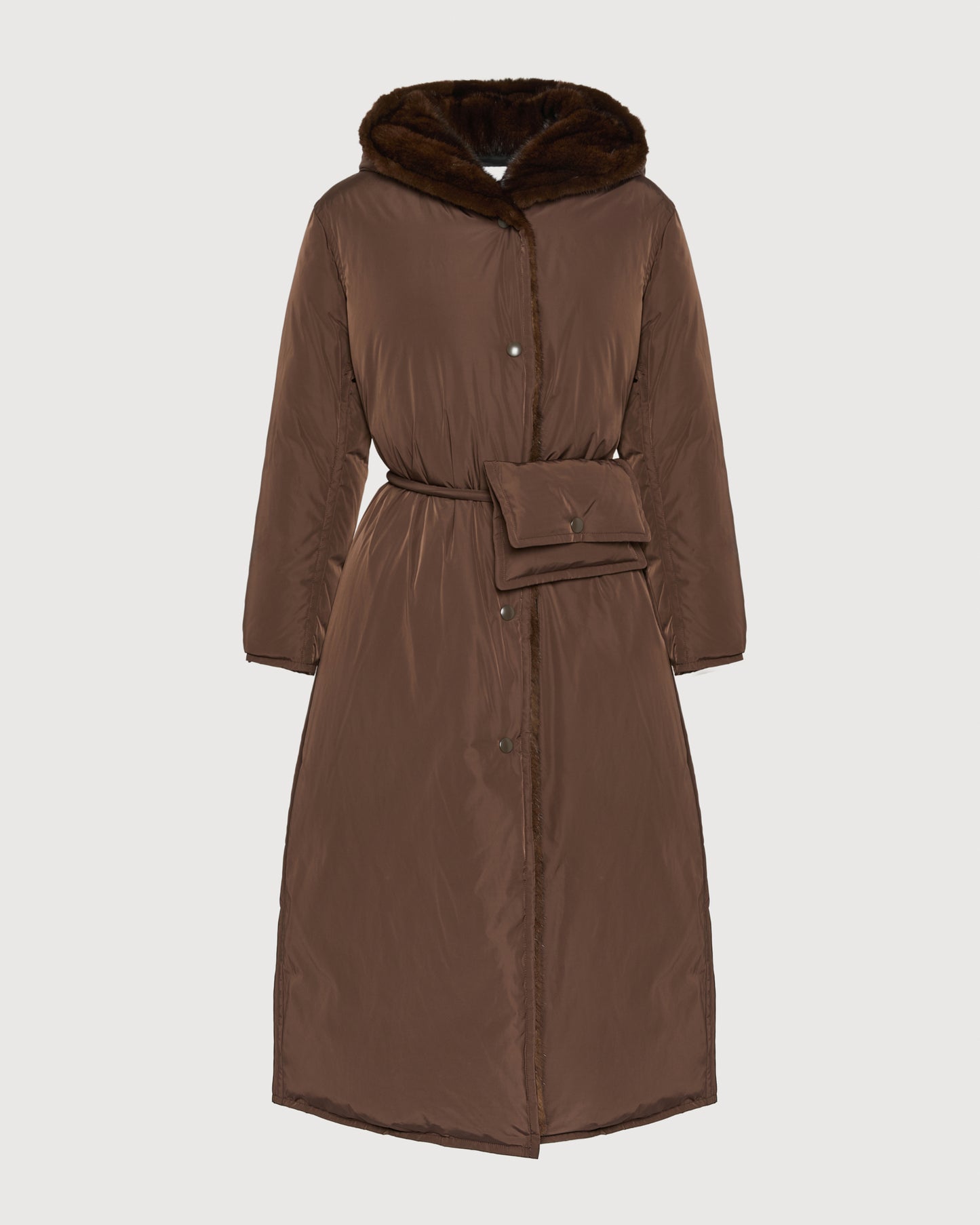 Manteau doudoune longue en tissu technique et fourrure de vison
