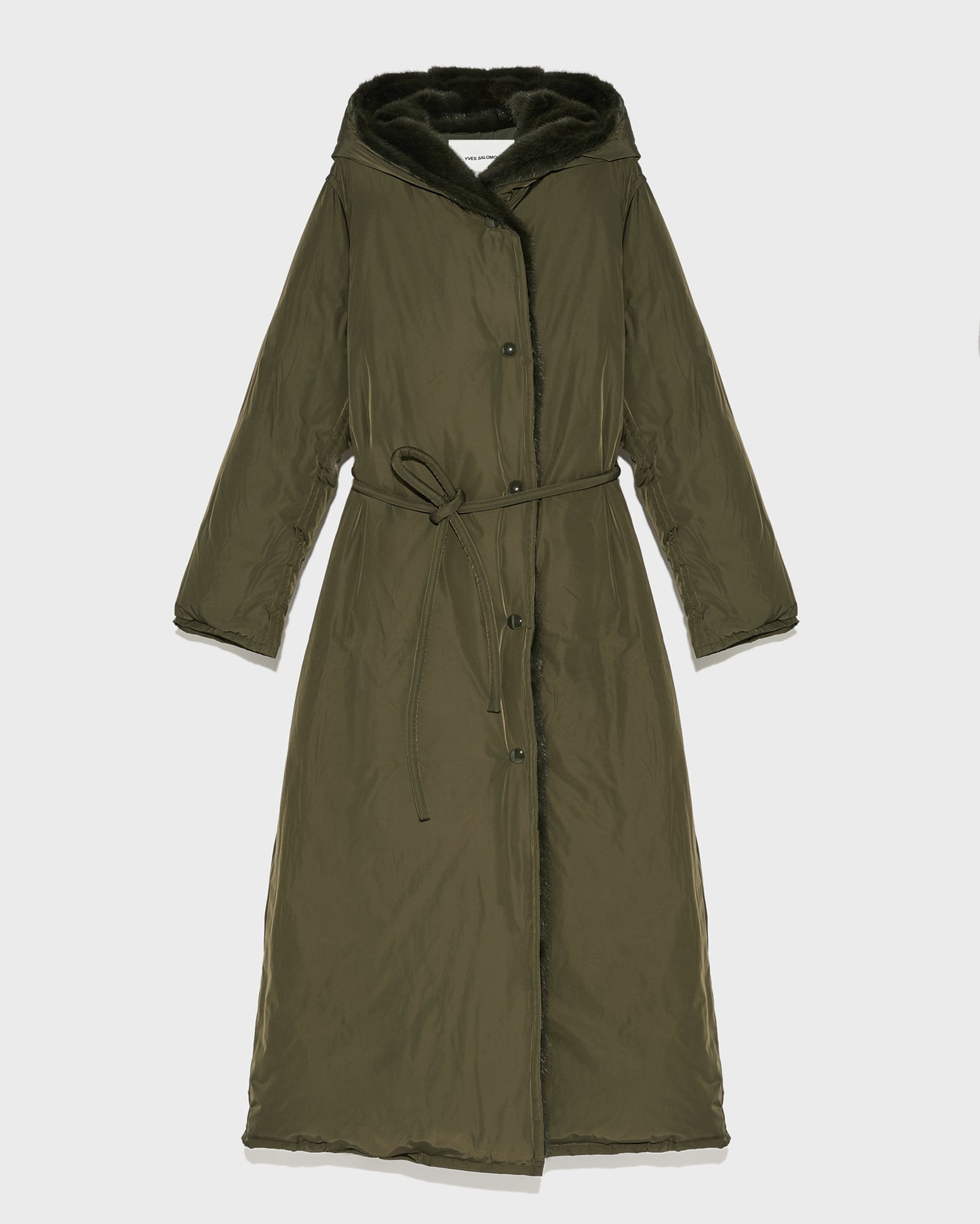 manteau-doudoune-longue-en-tissu-technique-et-vison-kaki-25wym04225dotma8001 -Yves Salomon