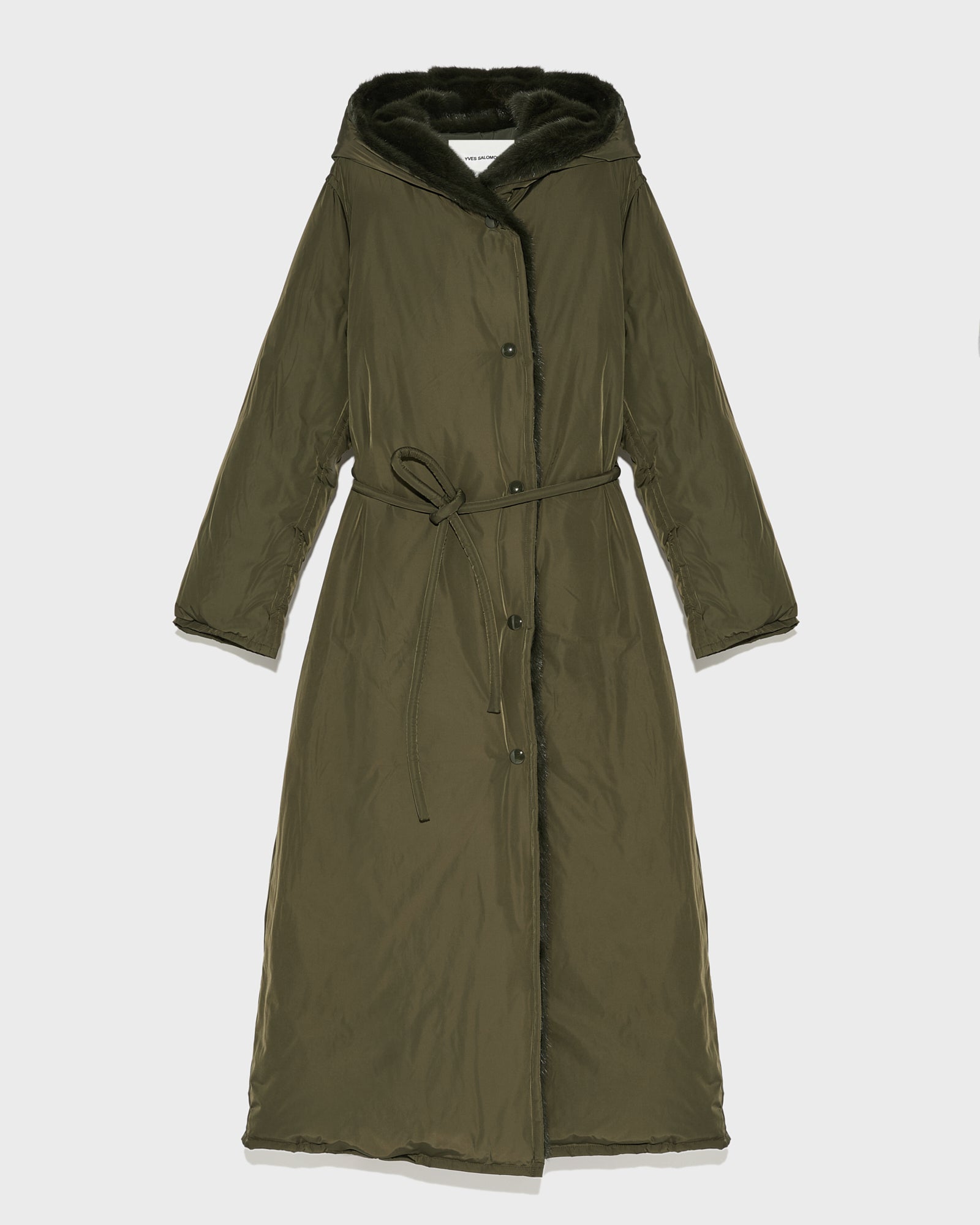 manteau-doudoune-longue-en-tissu-technique-et-vison-kaki-25wym04225dotma8001 -Yves Salomon