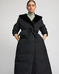 Manteau doudoune longue en tissu technique et fourrure de vison