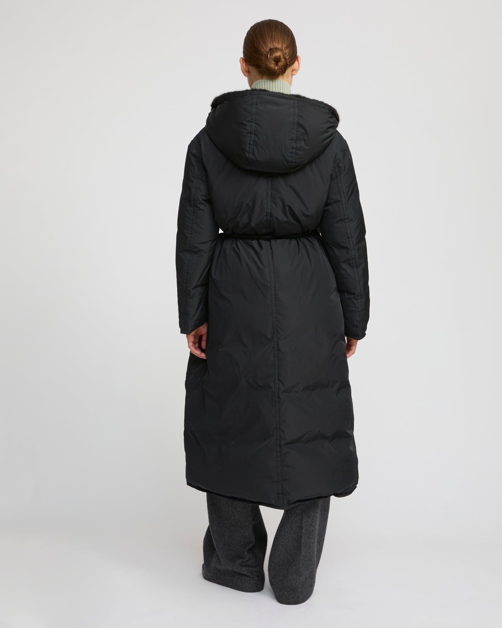 Manteau doudoune longue en tissu technique et fourrure de vison -Yves Salomon