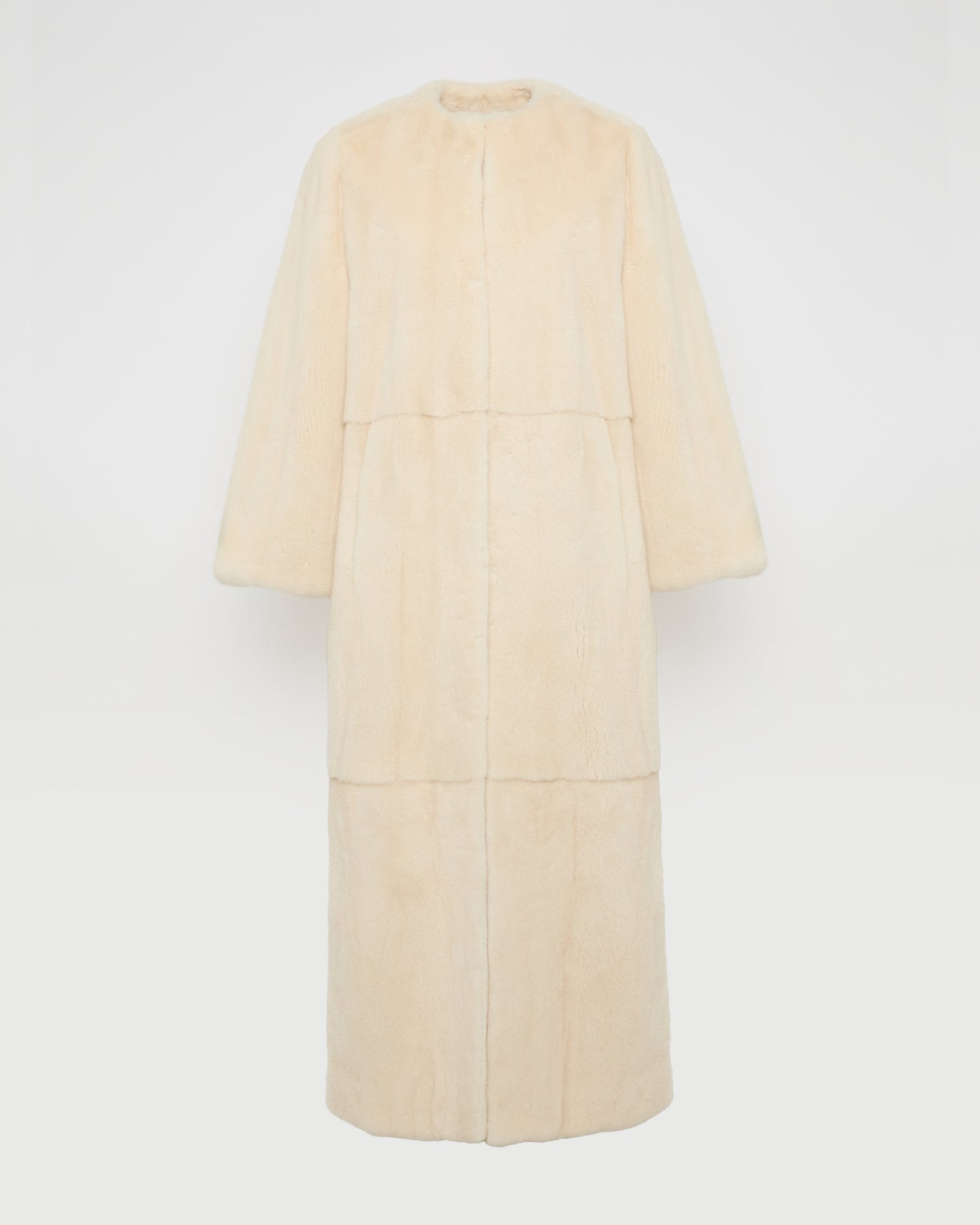 Maxi manteau ceinturé en fourrure de vison long poil