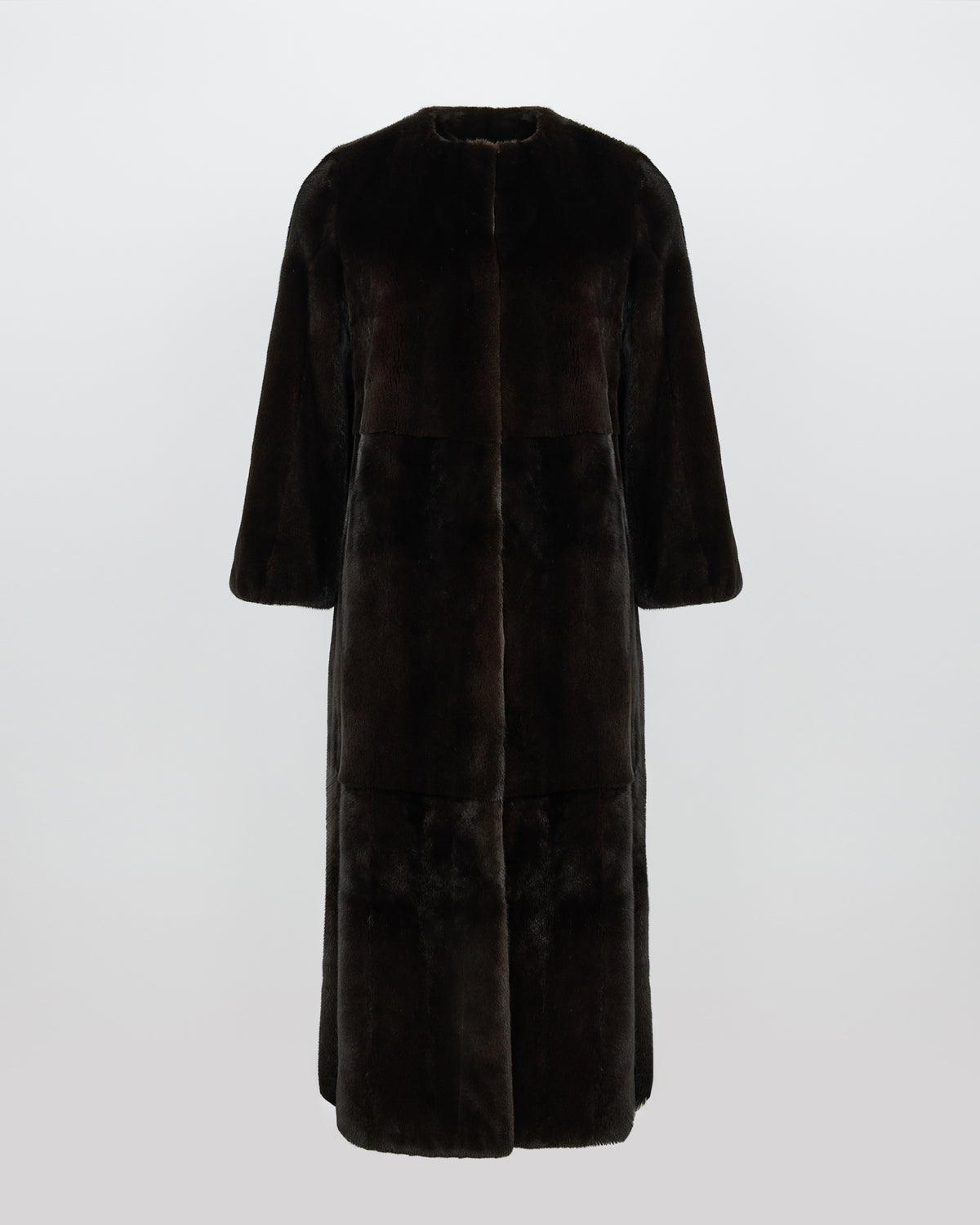 Manteau long ceinturé en fourrure de vison long poil - Yves Salomon - Nouvelle collection Automne Hiver