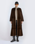 Manteau long en fourrure de vison long poil