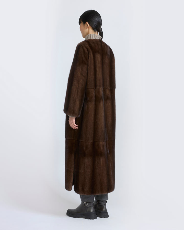 Manteau long en fourrure de vison long poil