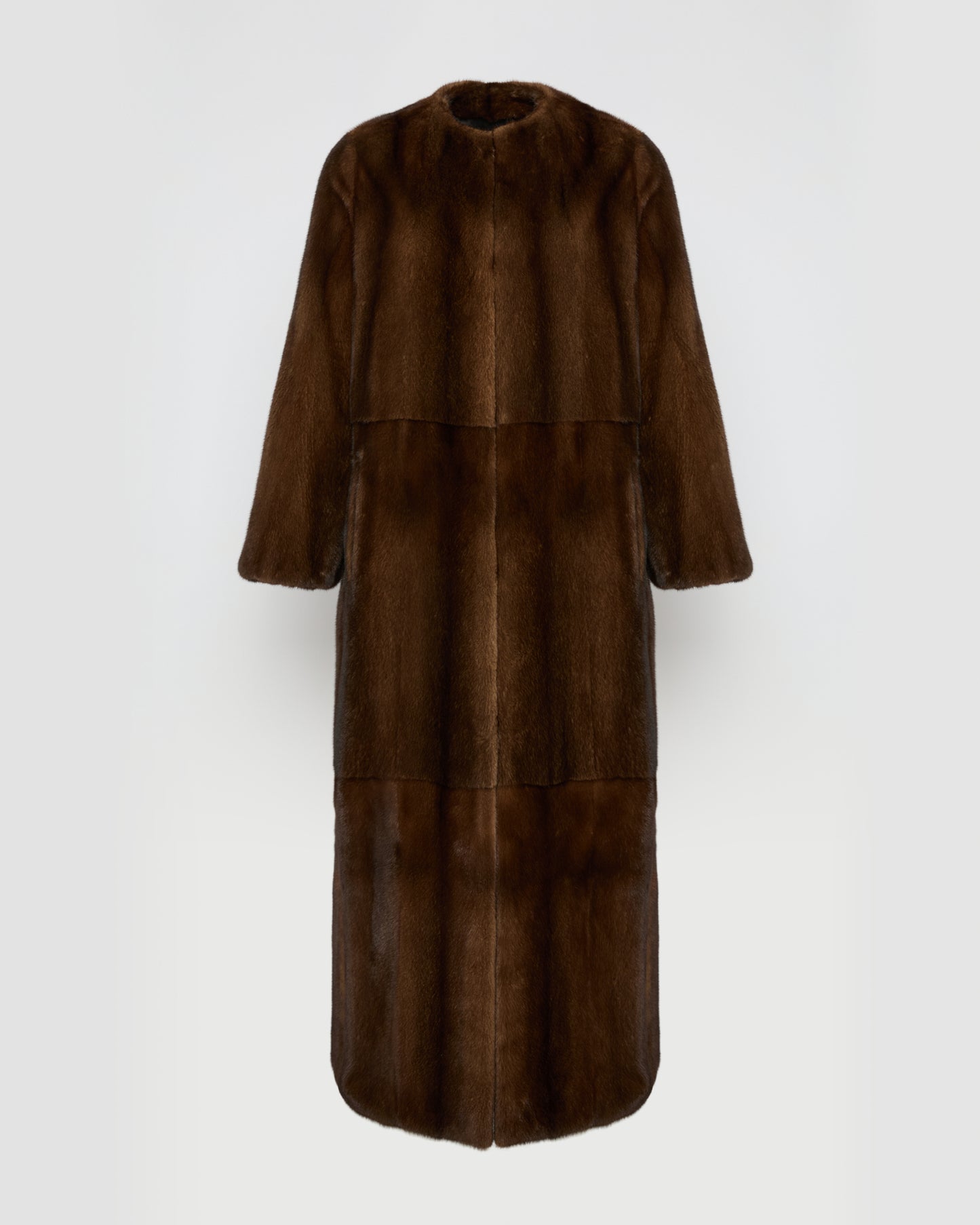 Maxi manteau ceinturé en fourrure de vison long poil