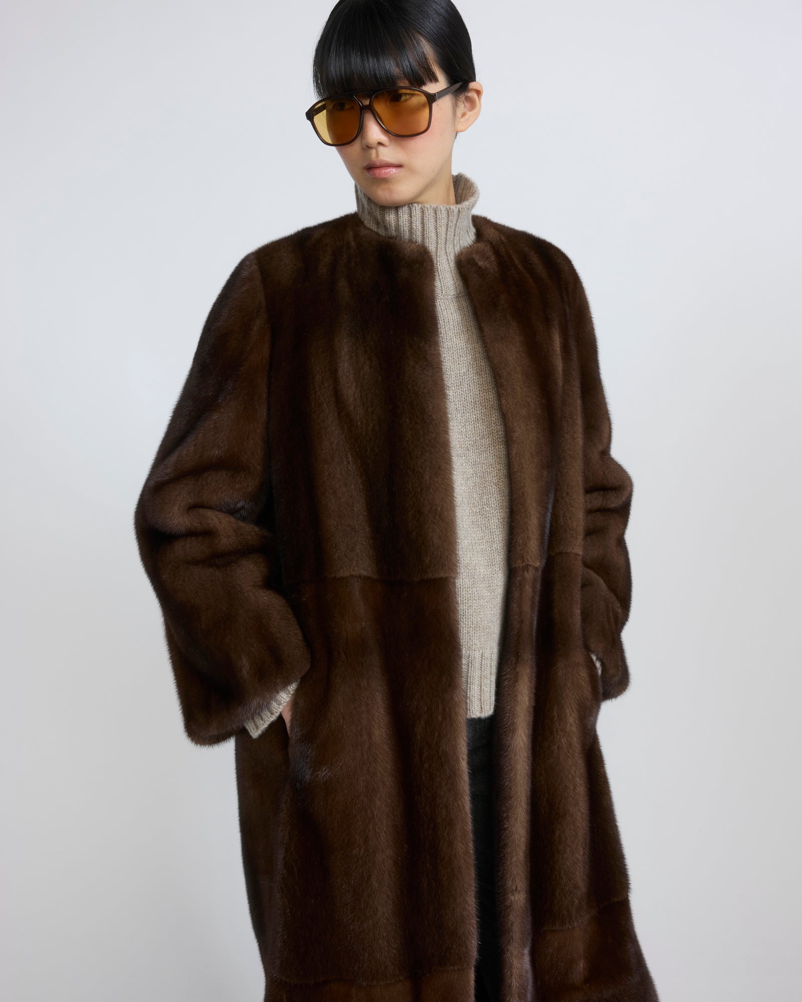 Maxi coat in long-haired mink fur – Yves Salomon