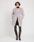 Coat in merino knit and lambskin