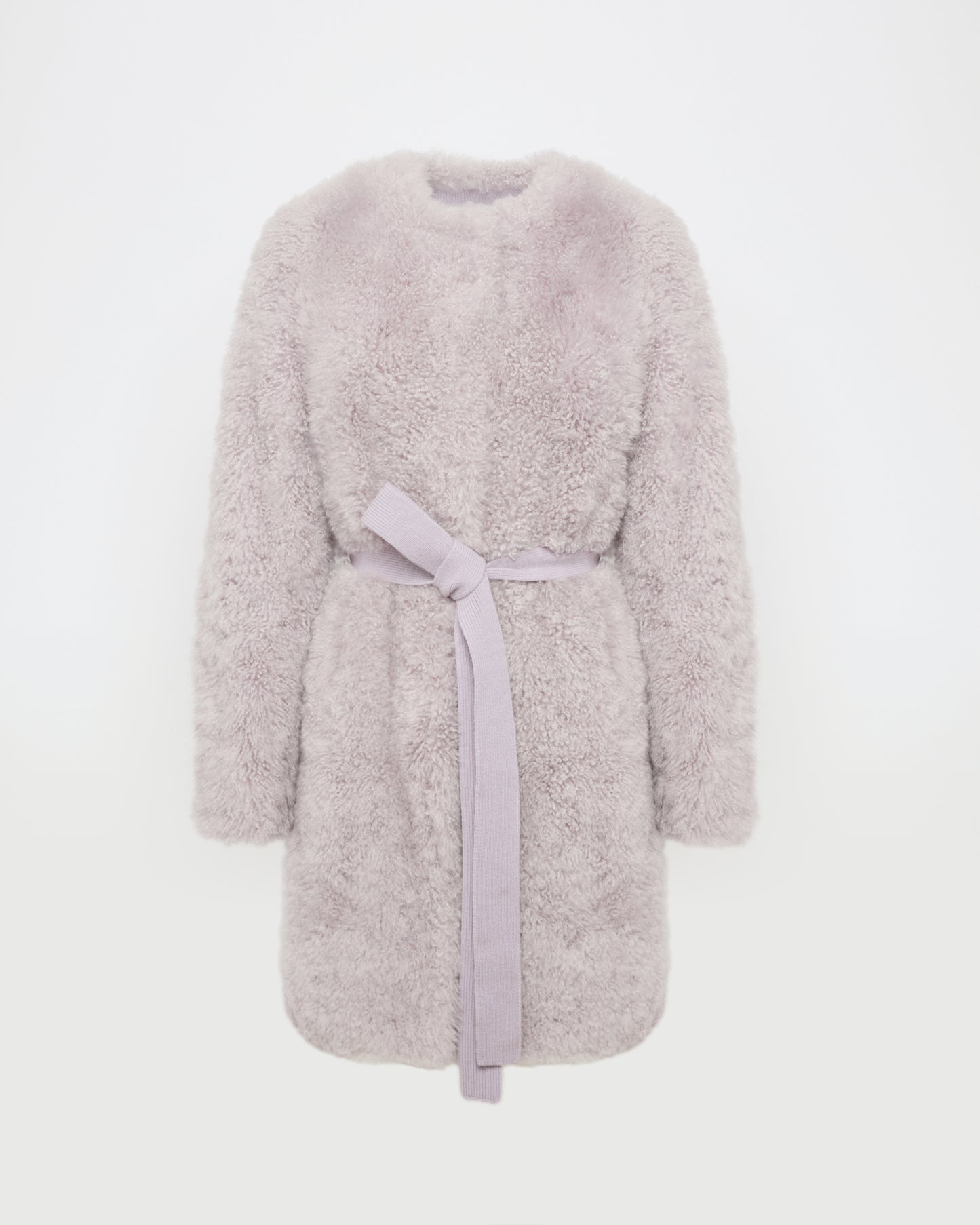 Coat in merino knit and lambskin