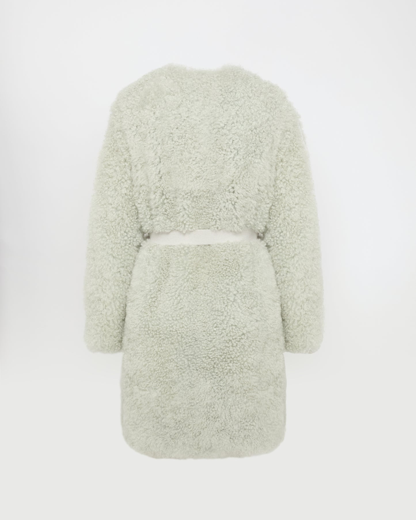 Coat in merino knit and lambskin