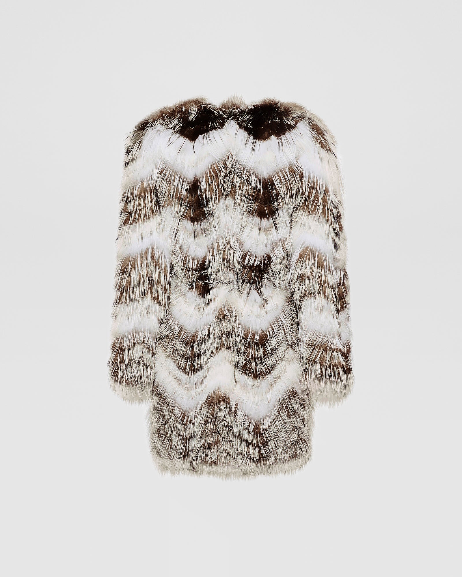 Belted coat in merino knit and fox fur – Yves Salomon