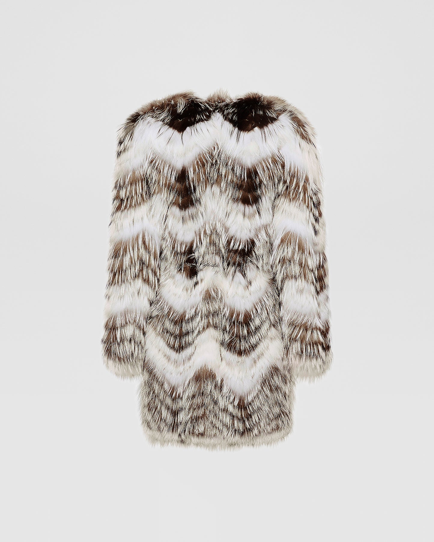 Manteau ceinturé en maille mérinos et fourrure de renard