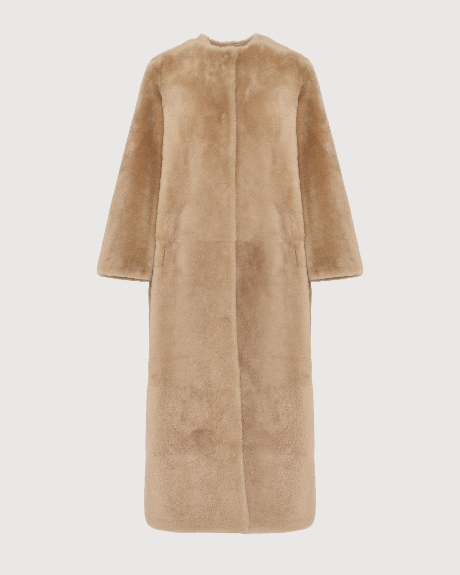 Manteau extra long en peau lainée d'agneau -Yves Salomon