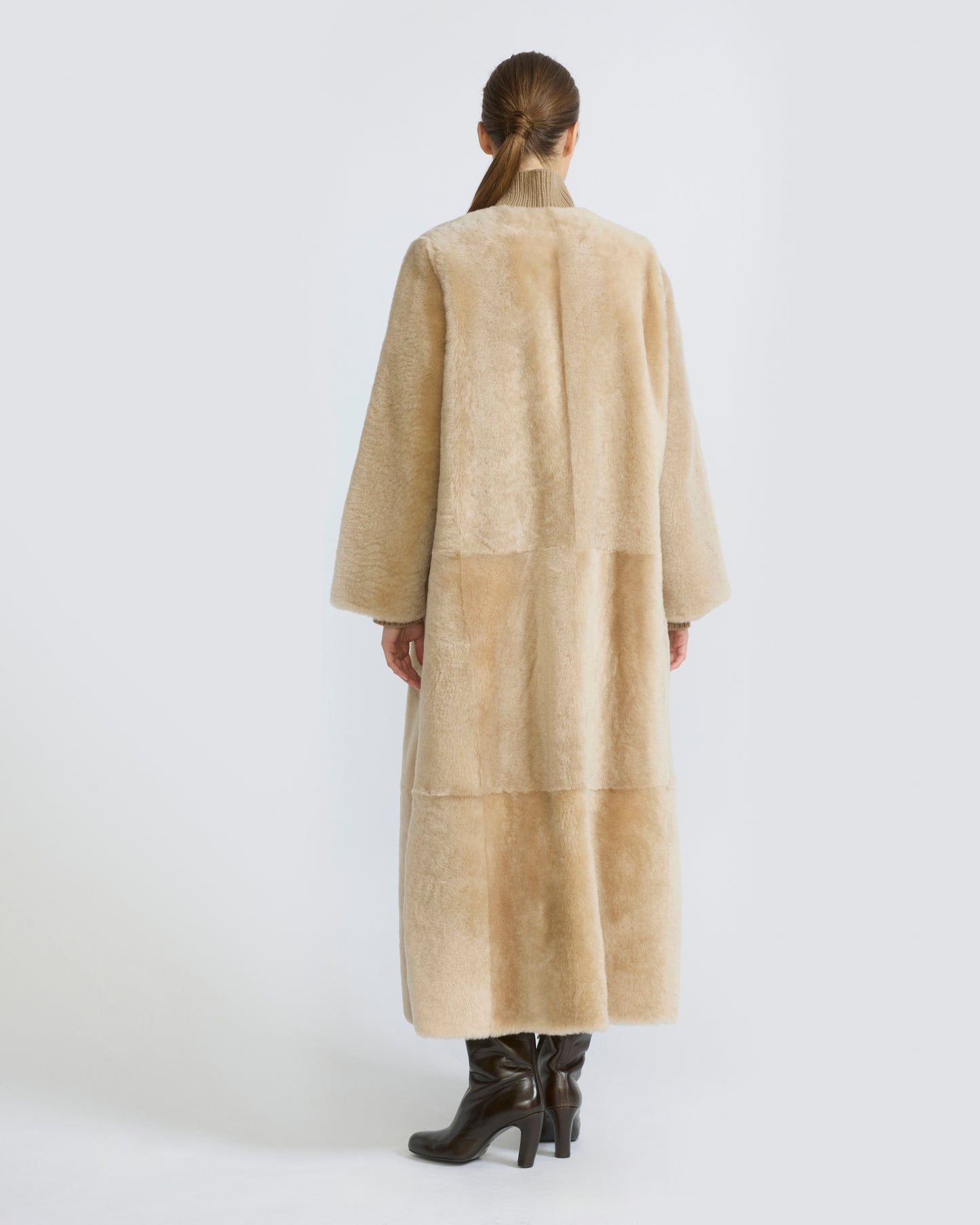 Extra long lambskin shearling coat
