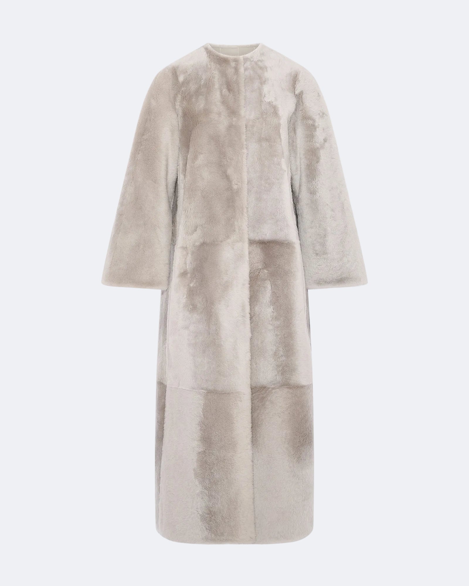Winter sale -Long hooded lambskin shearling coat-beige – Yves Salomon