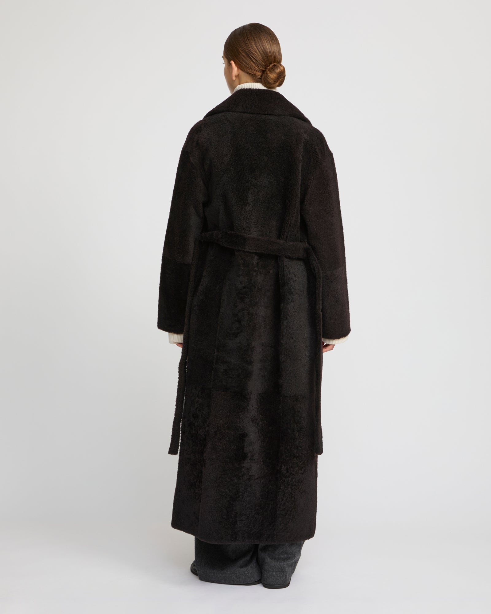 Double-breasted astrakan-style lambskin shearling coat – Yves Salomon