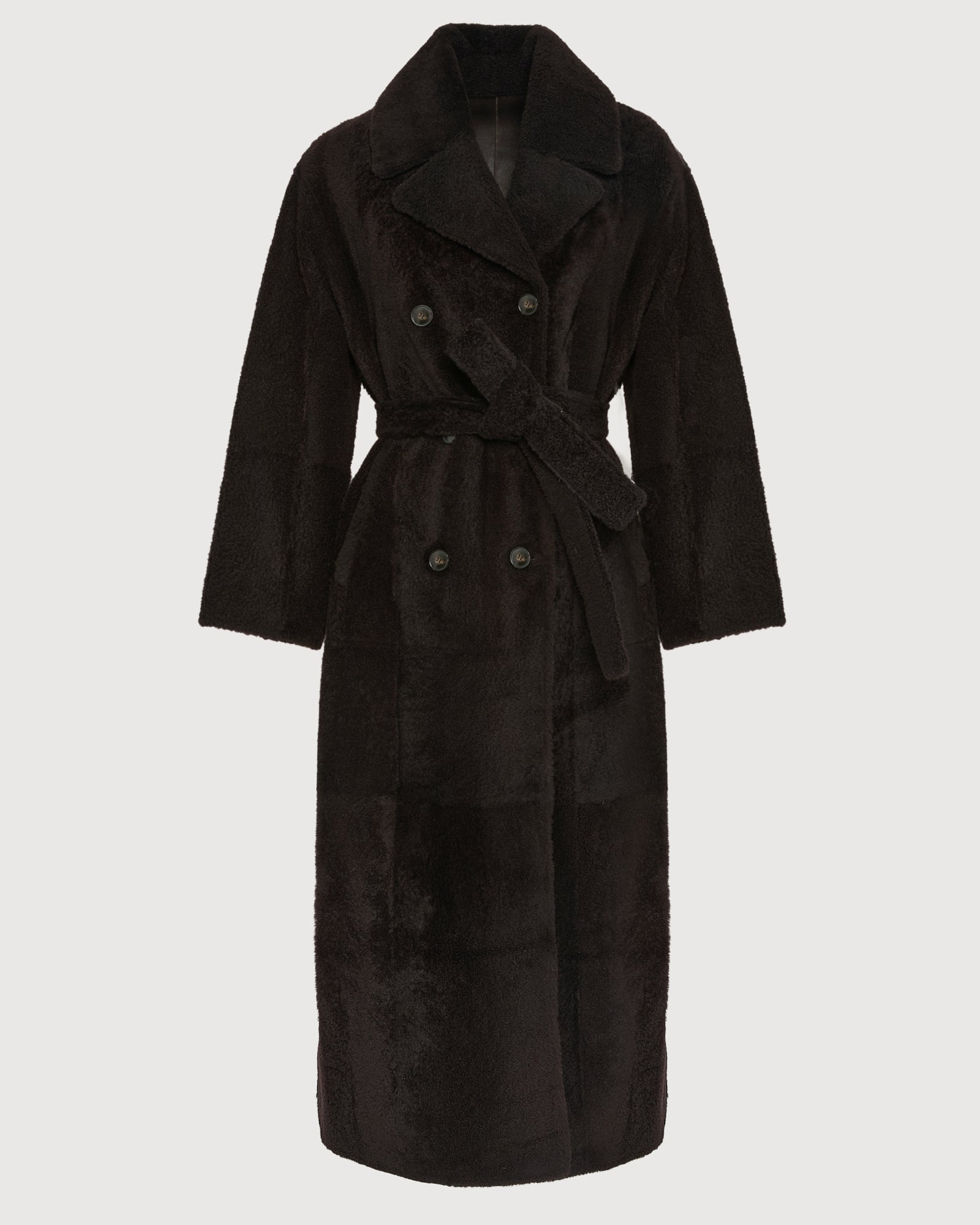 Double-breasted astrakan-style lambskin shearling coat – Yves Salomon