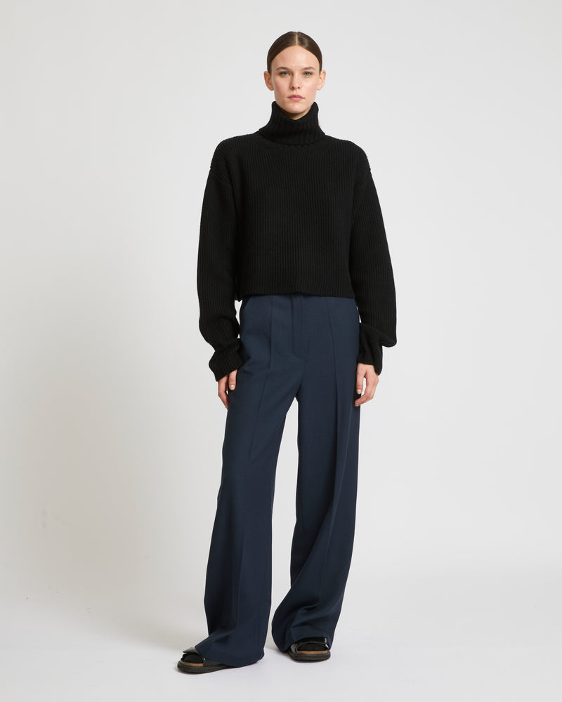 Pantalon droit en gabardine de laine-Yves Salomon - Soldes d'hiver - Winter Sale