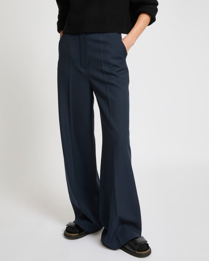 Pantalon droit en gabardine de laine-Yves Salomon - Soldes d'hiver - Winter Sale