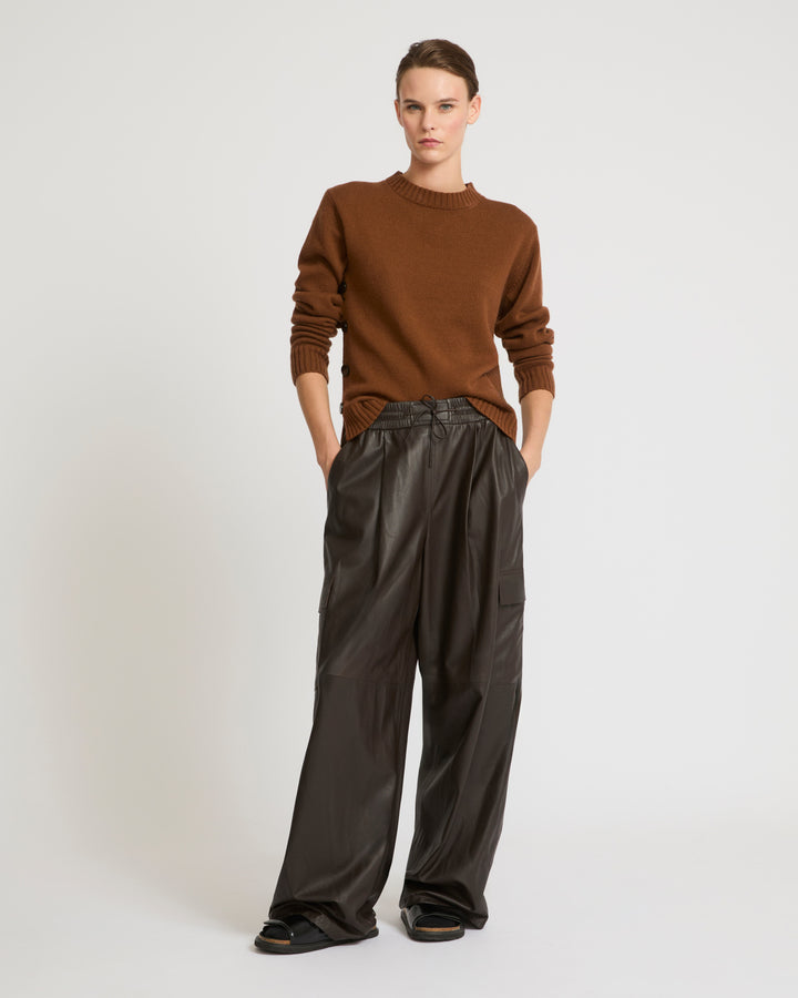 Wide-leg trousers in thin lambskin leather