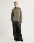 Pantalon ample en cuir d'agneau fin