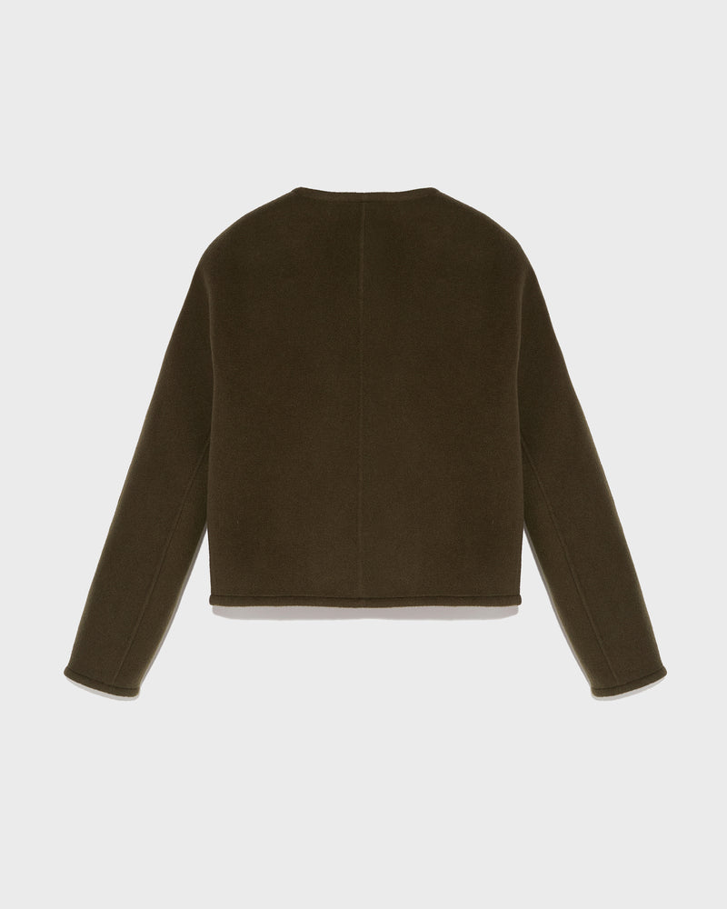 Veste avec col rond en cachemire mélangé double-face