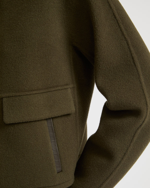 Veste avec col rond en cachemire mélangé double-face