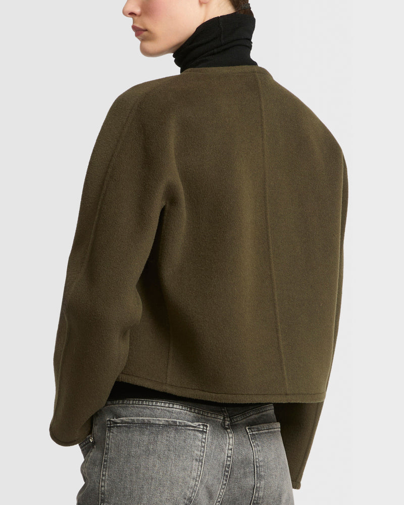 Veste avec col rond en cachemire mélangé double-face