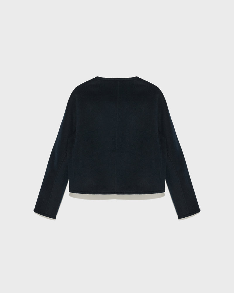 Veste avec col rond en cachemire mélangé double-face