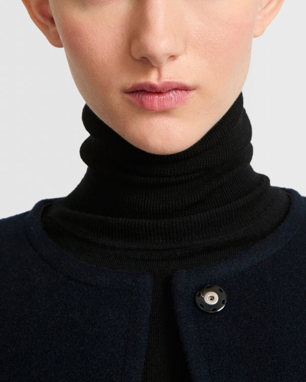 Veste avec col rond en cachemire mélangé double-face
