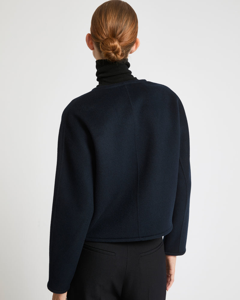 Veste avec col rond en cachemire mélangé double-face