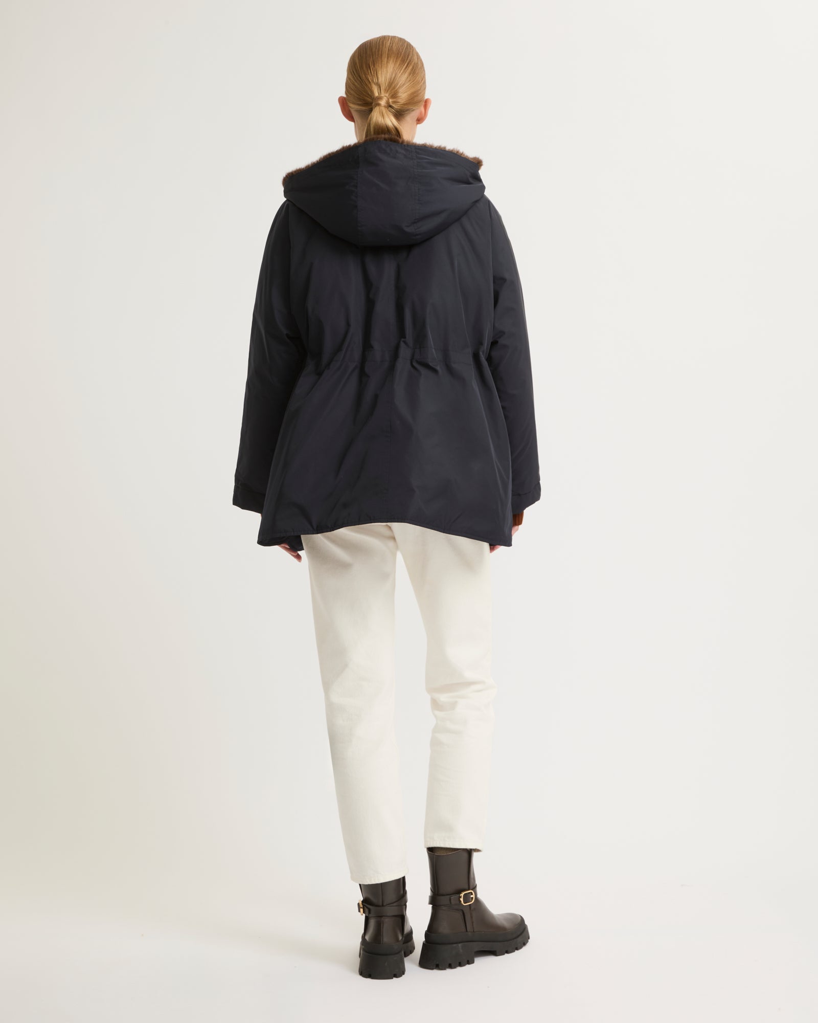 Cape jacket with long-haired mink fur - Dark navy - Yves Salomon
