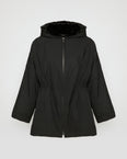 Cape jacket in technical fabric and long-haired mink fur