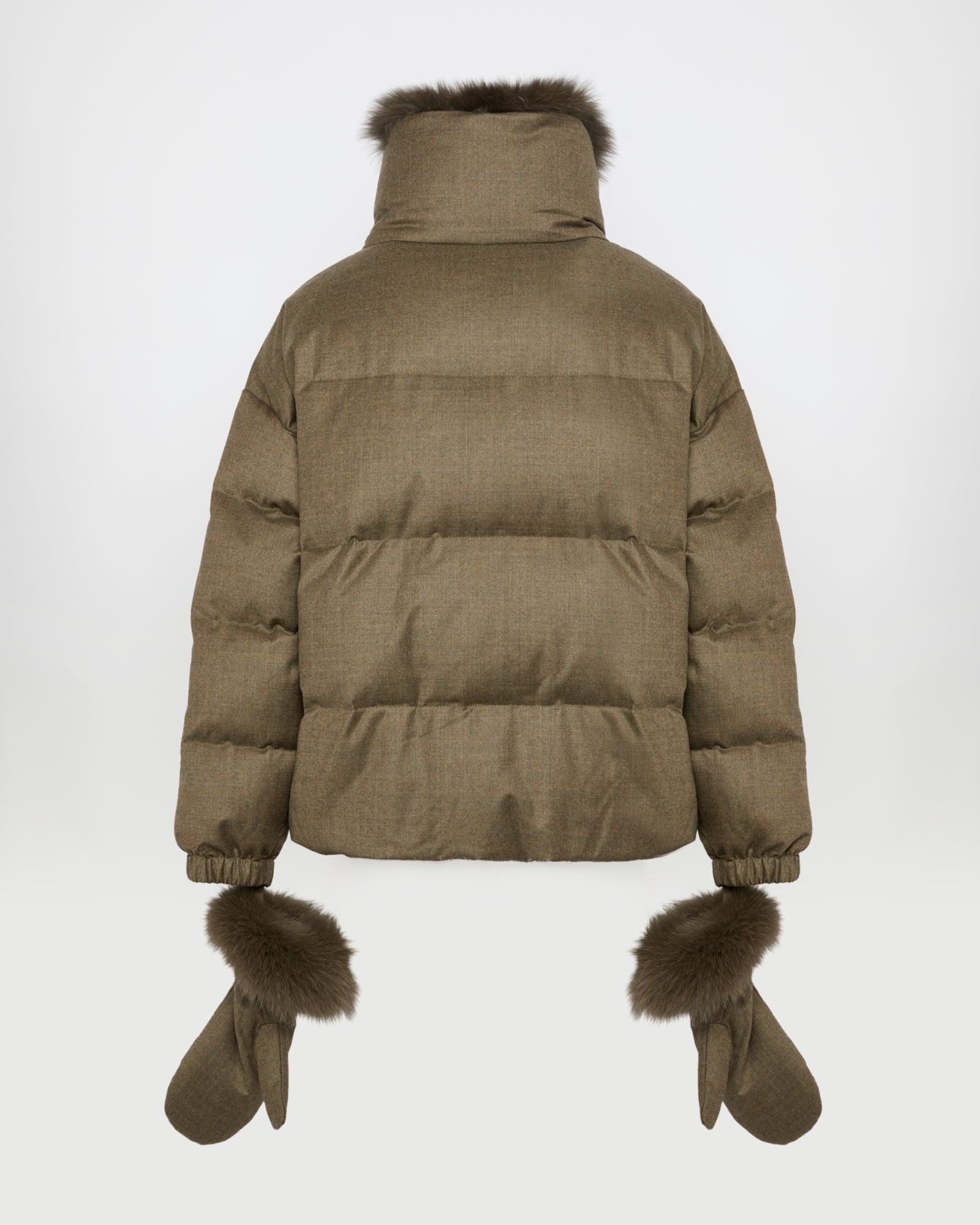 POMs0909様 Short down jacket with detachable fox fur collar and mittens